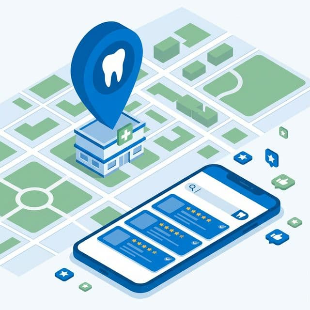 Local SEO for dentists showing map rankings and dentist near me search results